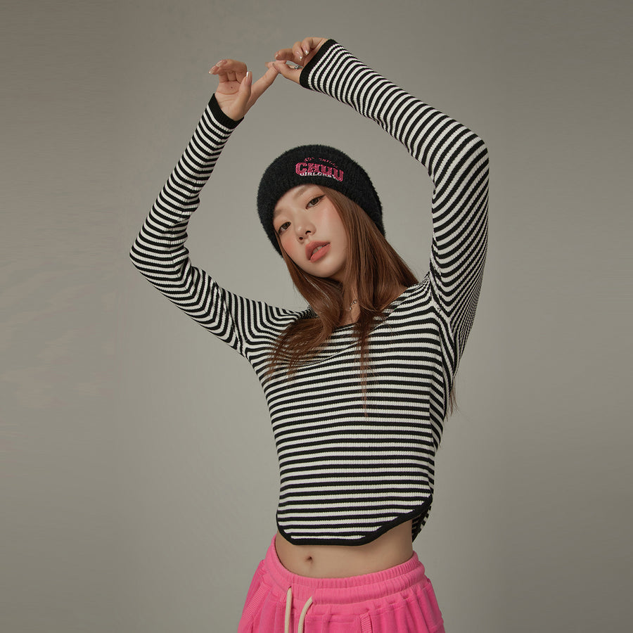 CHUU Striped Slim Knit Top