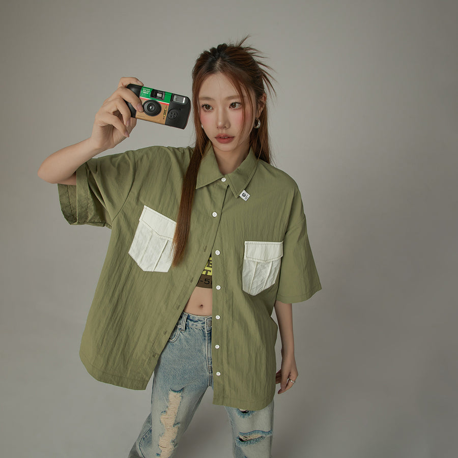 CHUU Multi-Pocket Short Sleeve Shirt Jacket