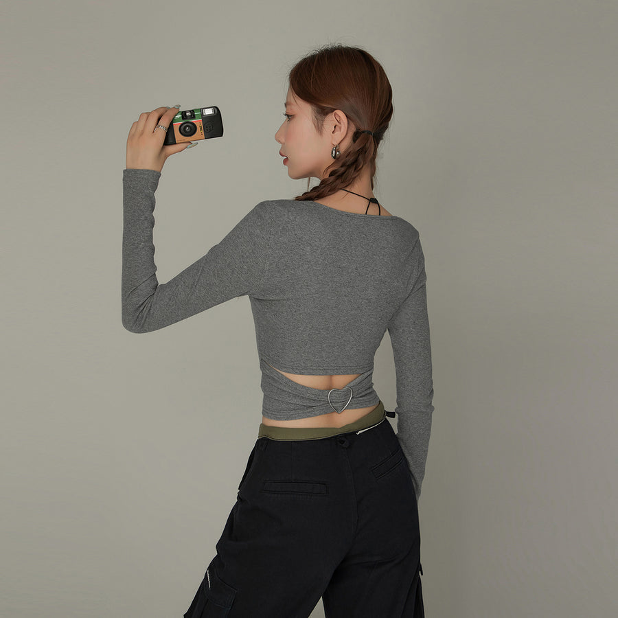 CHUU Back Cutout Square Neck T-Shirt