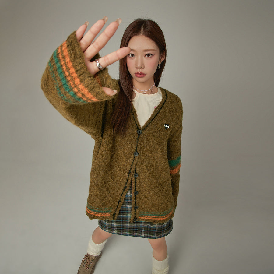 CHUU Color Striped Knit Cardigan