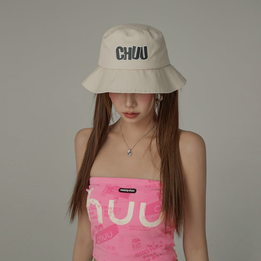 CHUU Chuu Lettering Cotton Bucket Hat