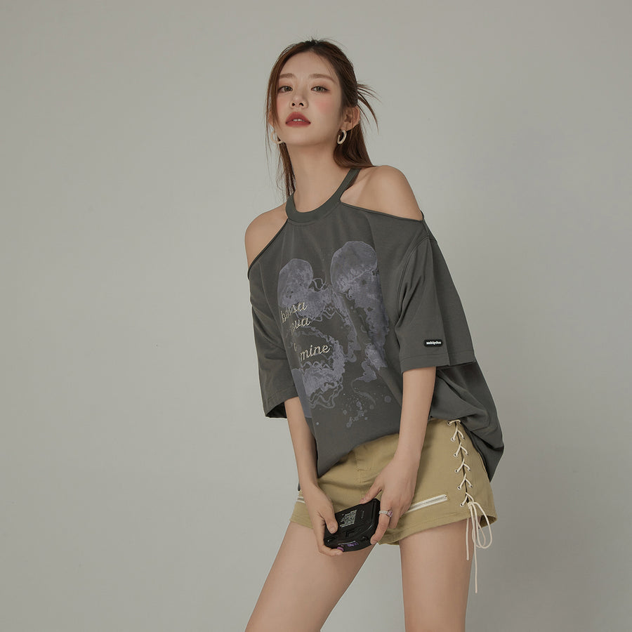 CHUU Off-The-Shoulder Jelly Fish Loose-Fitting T-Shirt