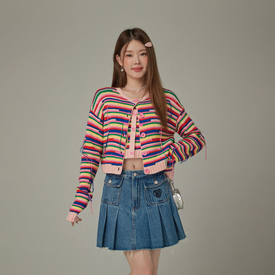 CHUU Rainbow Knit Cardigan