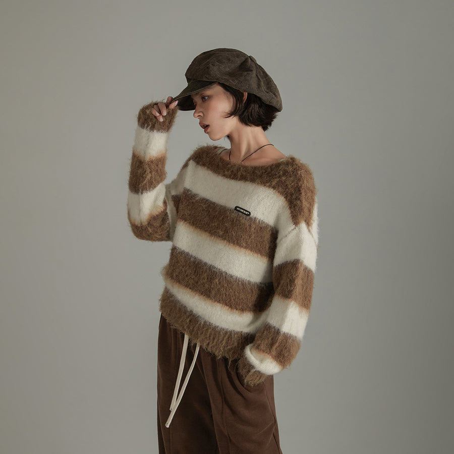 CHUU Simple Color Stripe Knit Sweater