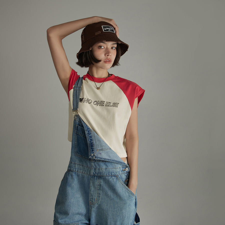 CHUU Colorblocked Loose-Fitting Sleeveless Boxy T-Shirt