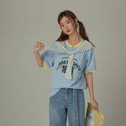 Color Lined Sporty Loose Fit T-Shirt