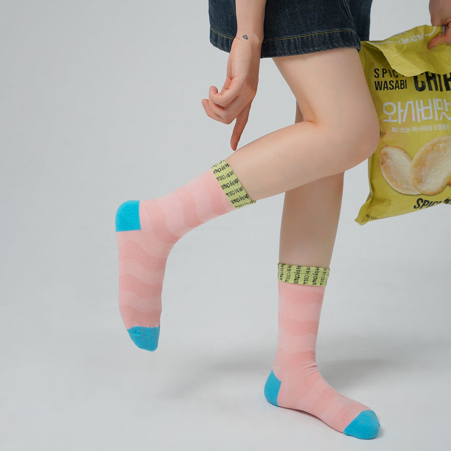 CHUU Logo Colorful Macaron High Socks