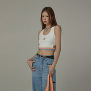 Rainbow Line Banding Open Back Sleeveless Crop Top