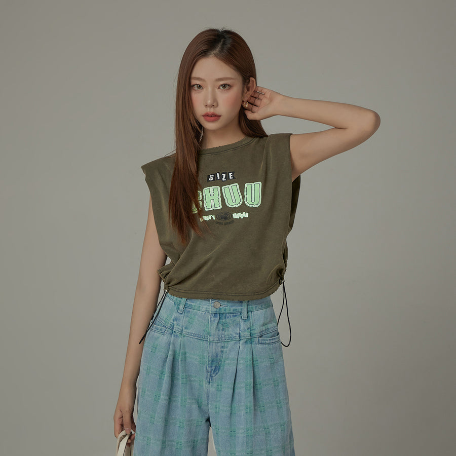 CHUU Side Strings Sleeveless Sporty Top