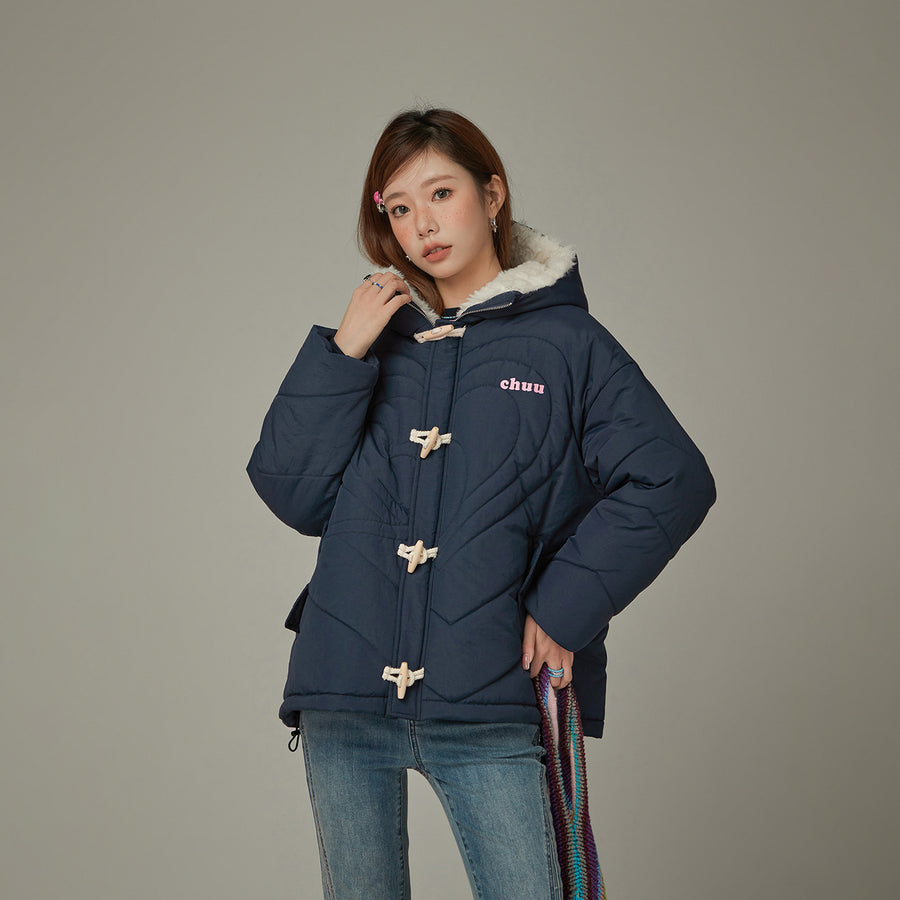 CHUU Fleece Collar Quilted Jacket