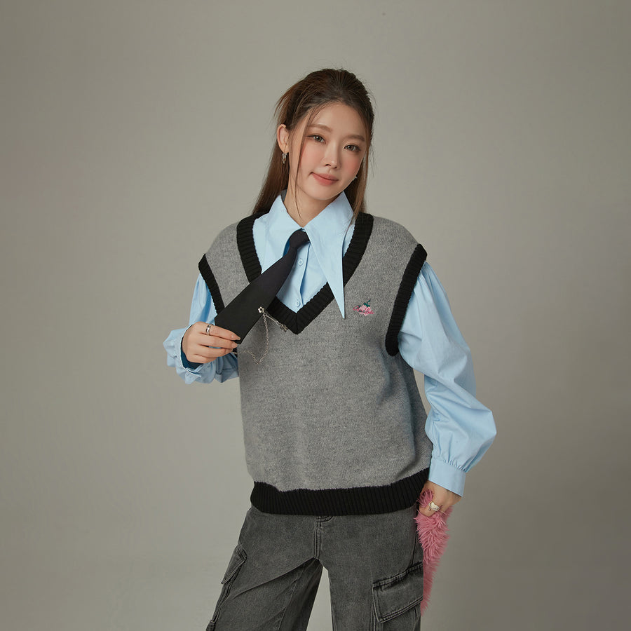 CHUU Color Matching Knit Vest