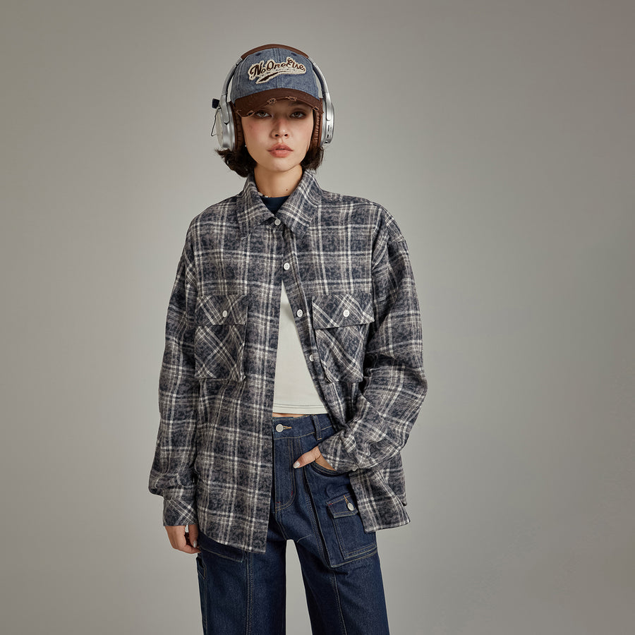 CHUU Back Design Loose Fit Check Shirt