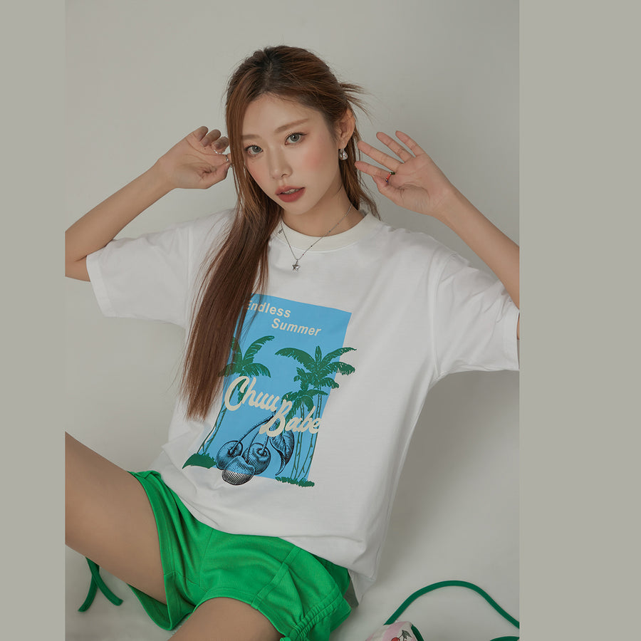 CHUU Endless Summer Printed Palm Trees Loose Fit T-Shirt