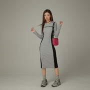 Two Toned Slim Hooded Long Dress