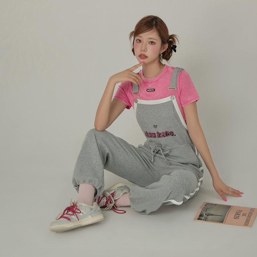 CHUU Waffle Logo String Sporty Overalls