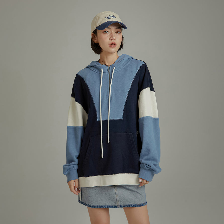 CHUU Half Zip-Up Color Hoodie