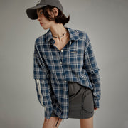 Retro Check Stitching Long Sleeve Shirt