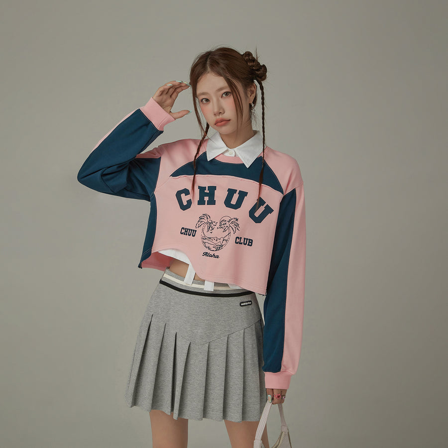 CHUU Cropped Logo Color Loosefit Sweatshirt