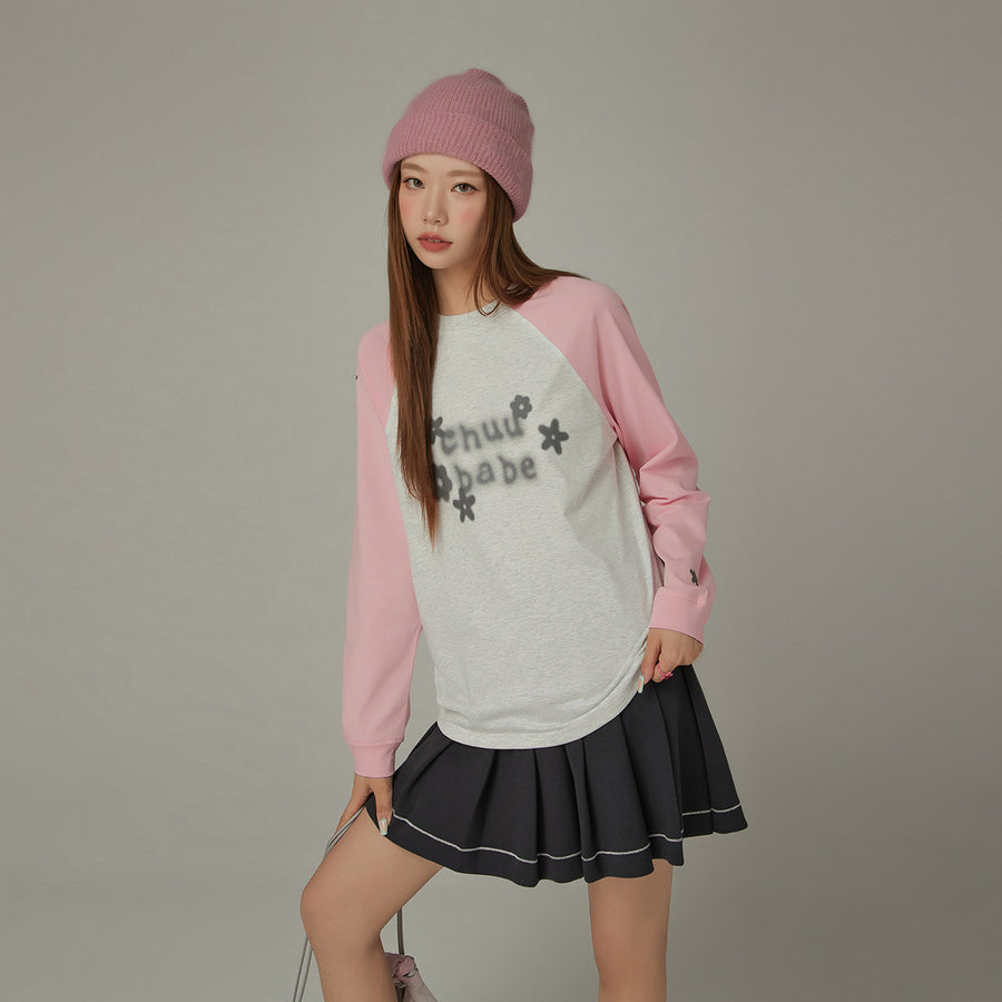 CHUU Logo Flowers Raglan Color T-Shirt