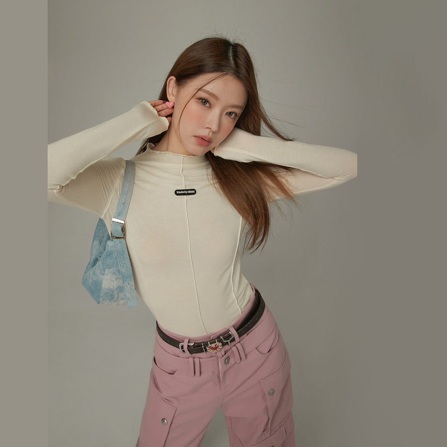 CHUU Colored Half Neck Lined T-Shirt