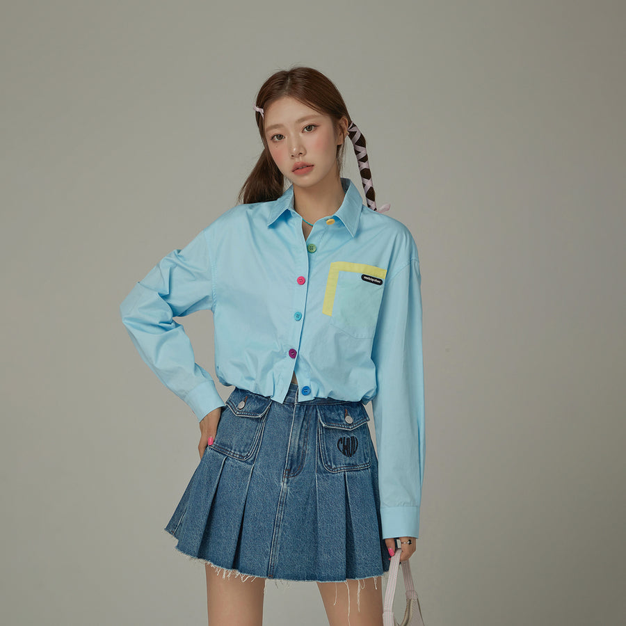 CHUU Stars In The Stripes Cropped Shacket