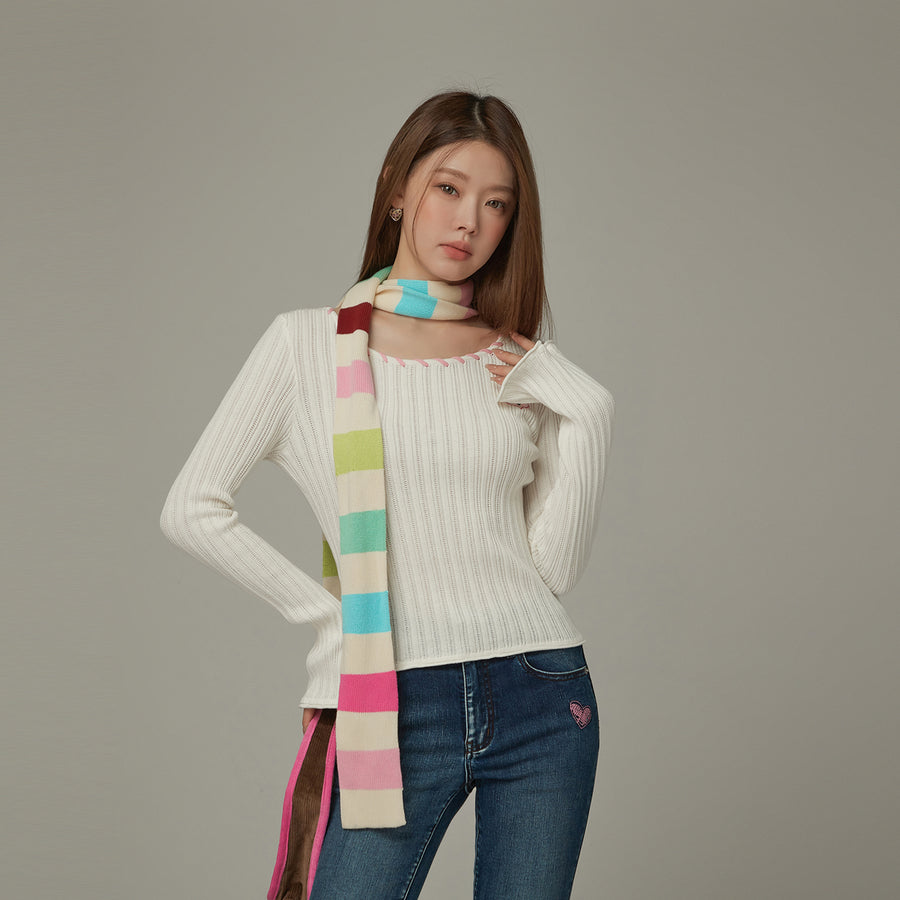 CHUU Color Ribbed Knit Top