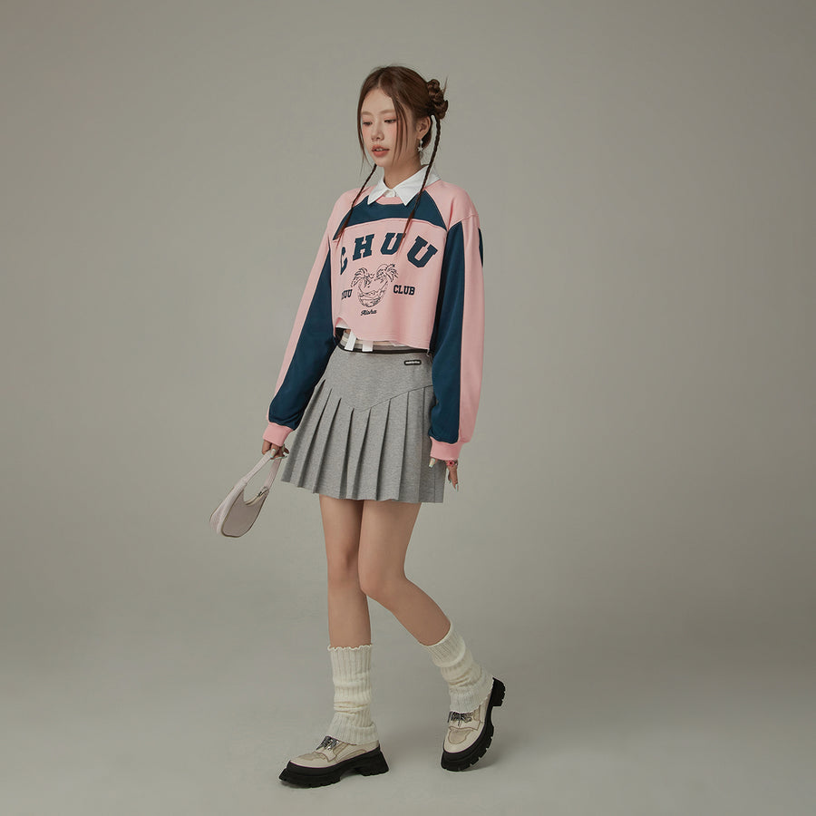 CHUU Cropped Logo Color Loosefit Sweatshirt