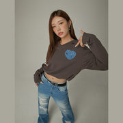 Logo Heart Crop Hoodie