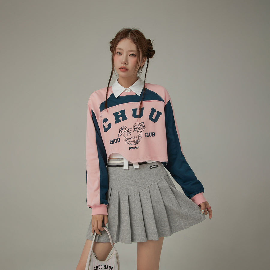 CHUU Cropped Logo Color Loosefit Sweatshirt