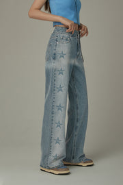 Side Logo Star Wide Denim Jeans