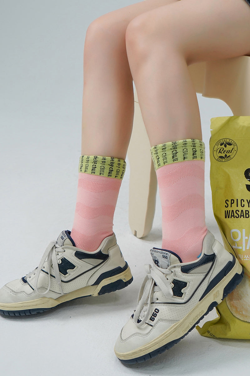 CHUU Logo Colorful Macaron High Socks