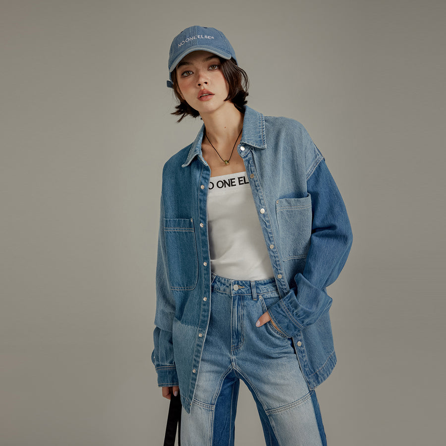 CHUU Color Matching Denim Shirt