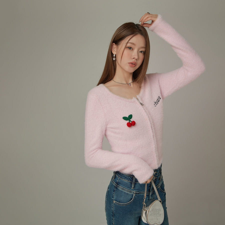 CHUU Logo Cherry Knit Cardigan