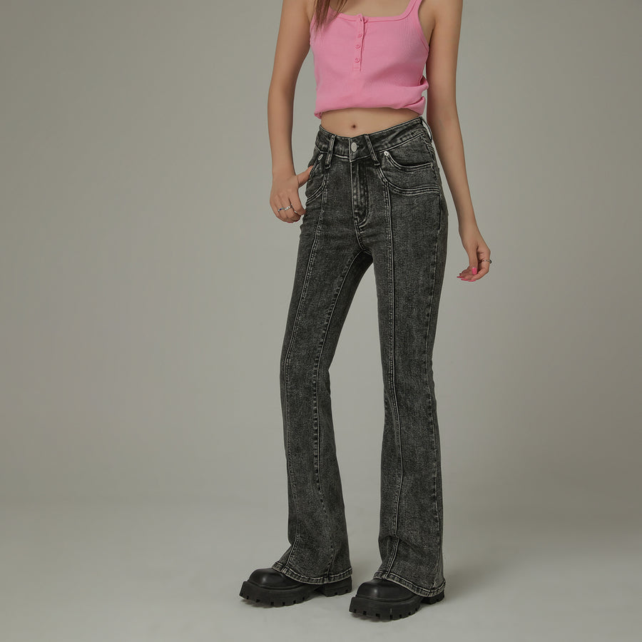 CHUU High Waisted Washed Bootcut Jeans