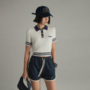 Colorblocked Striped Knit Slimfit Top