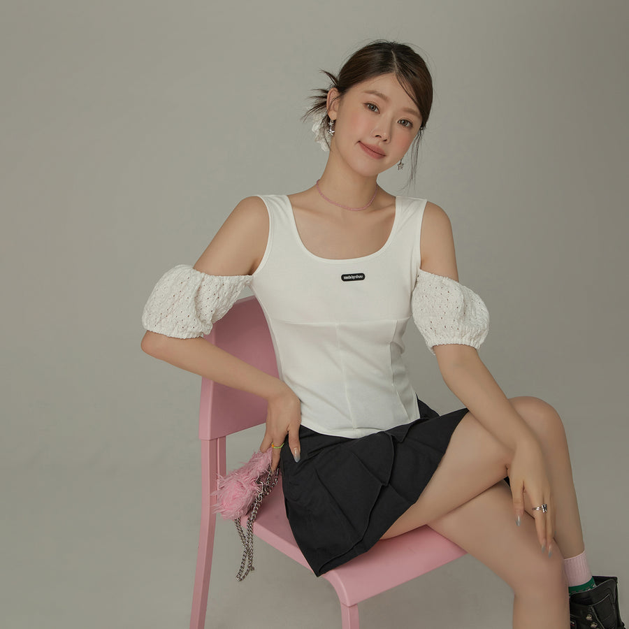 CHUU Puff Sleeve Off The Shoulder Blouse