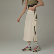 Side Line Pocket Logo Sporty Long Sweat Skirt