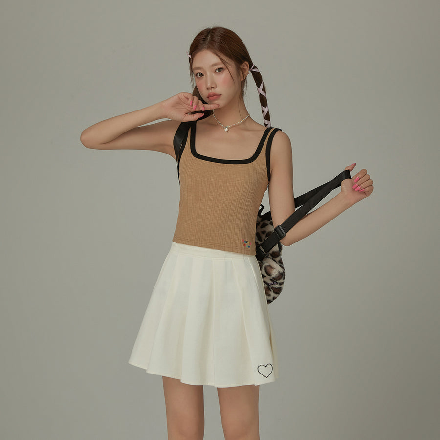 CHUU Color Lined Ribbed Sleeveless Semi Crop Top