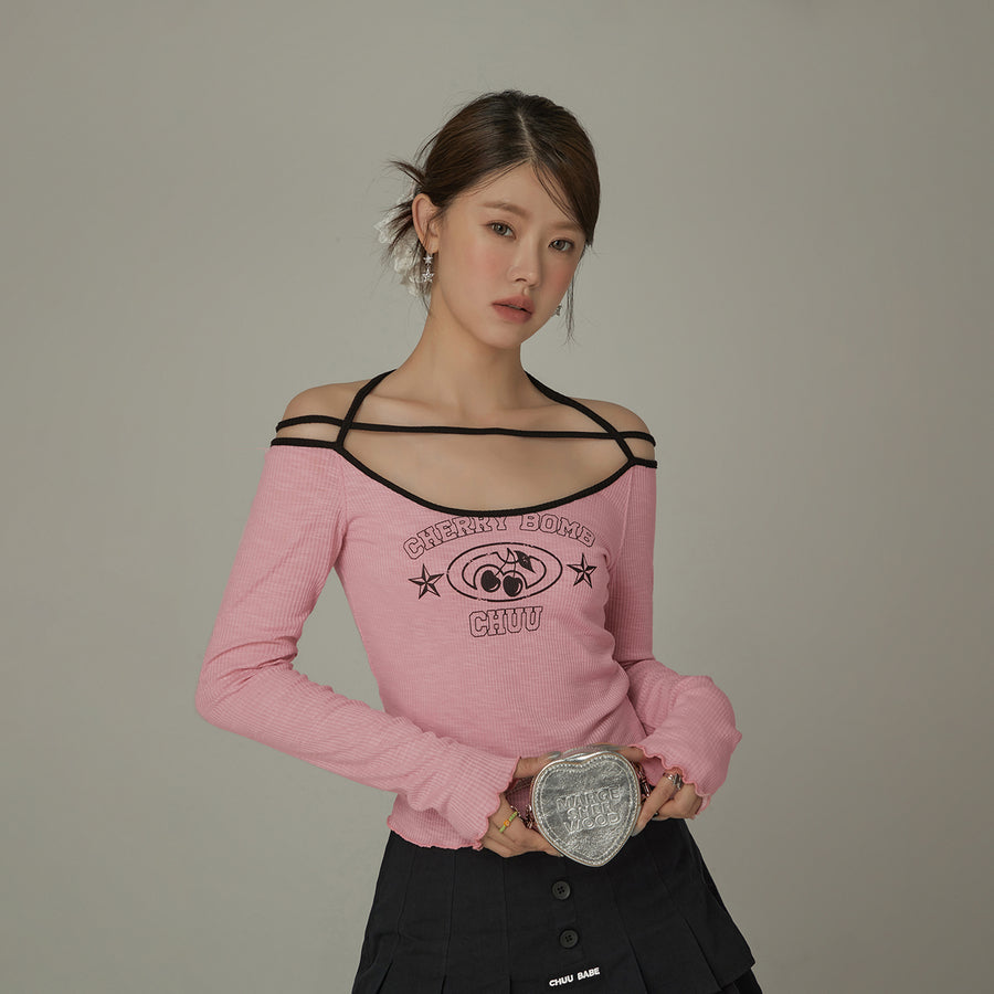 CHUU Chest Strings Long Sleeves Top