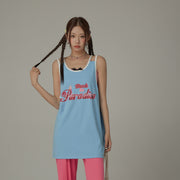 Back To Paradise Colorblocked Letter Printed Sleeveless T-Shirt