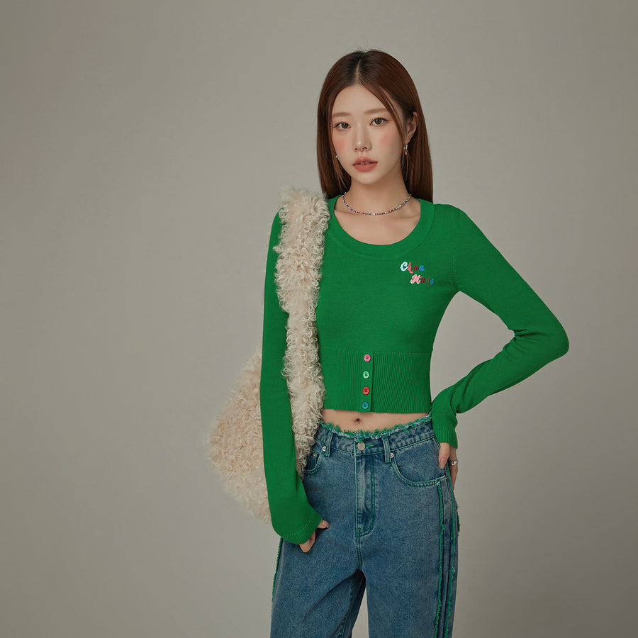 CHUU Rainbow Button Knit Color Sweater