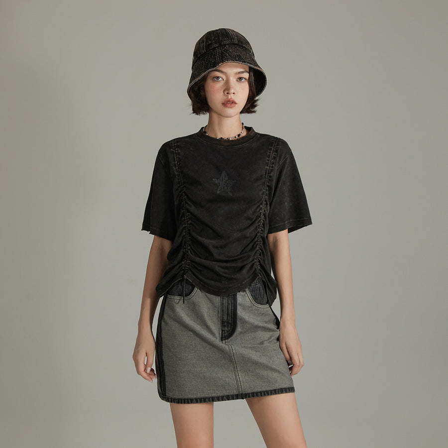 CHUU Star Shirring Shirt Sleeve Top