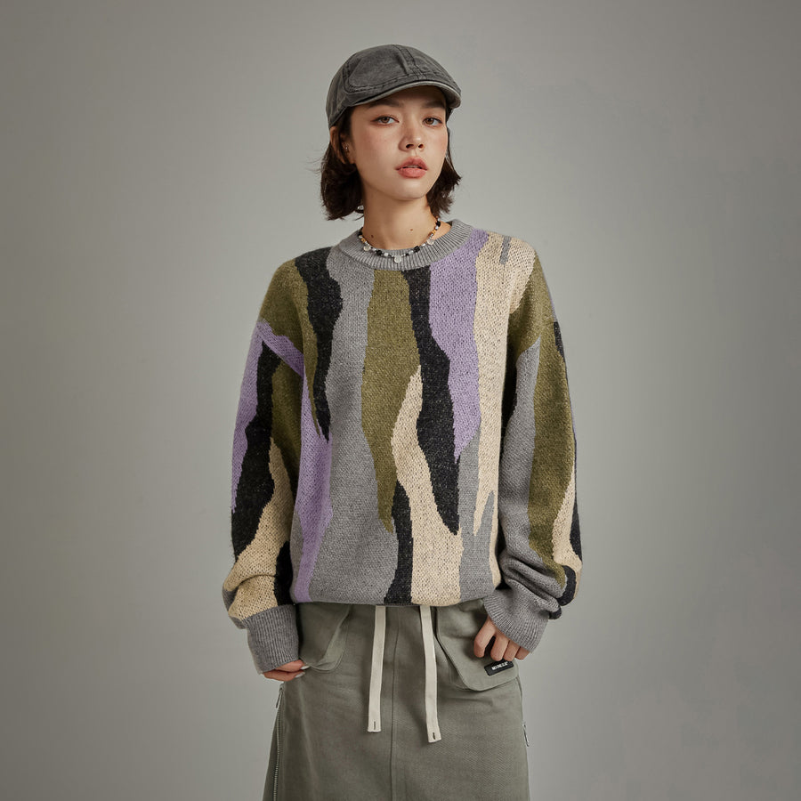 CHUU Color Pattern Loose Fit Knit Sweater