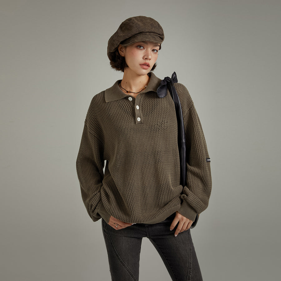 CHUU Polo Neck Loose Knit Sweater