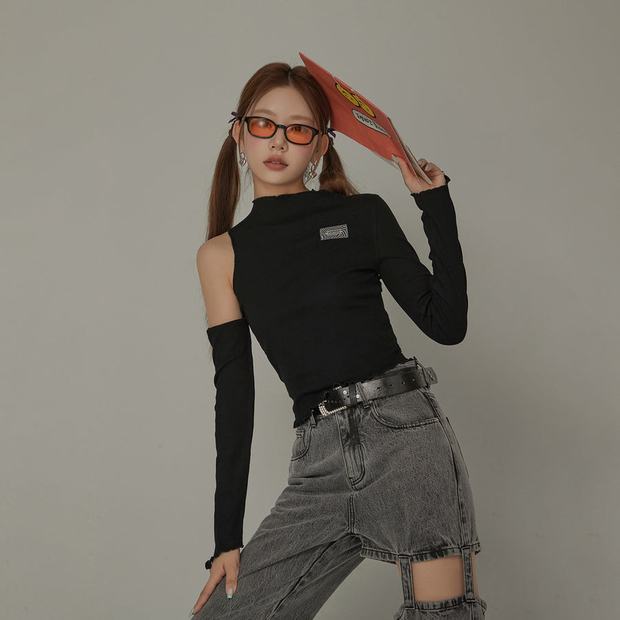 CHUU One Shoulder Slim Long Sleeve Top