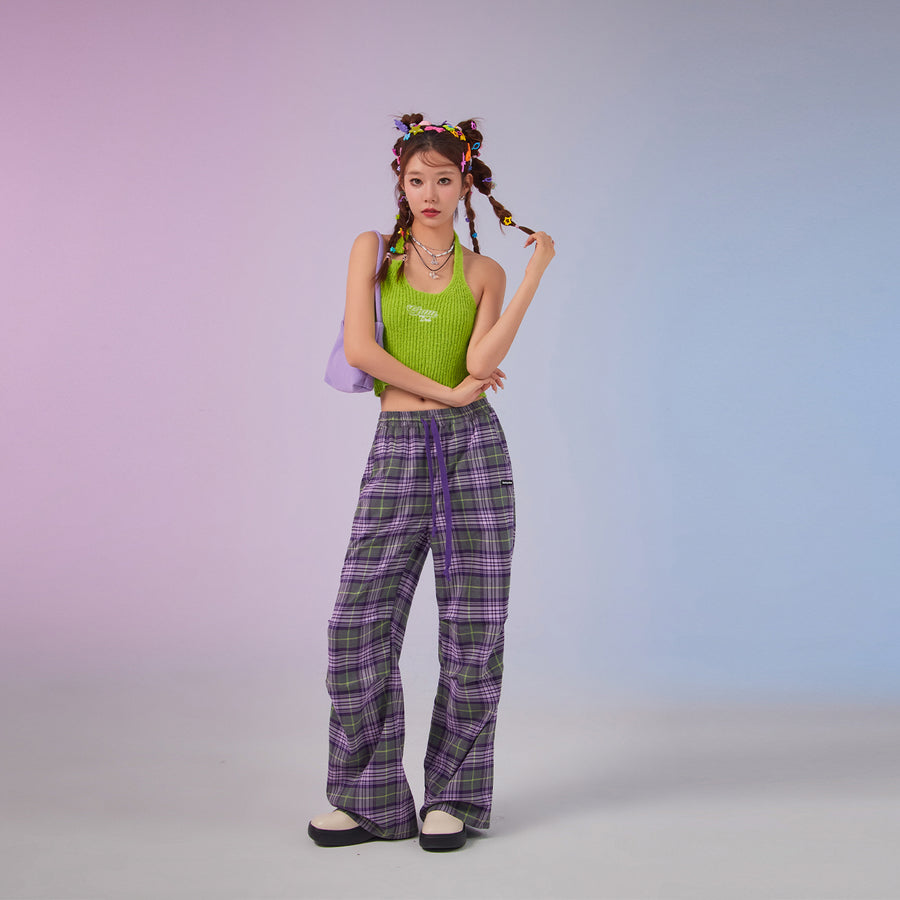 CHUU Color String Check Pants