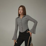 Striped Slim Bell Sleeve Shirt