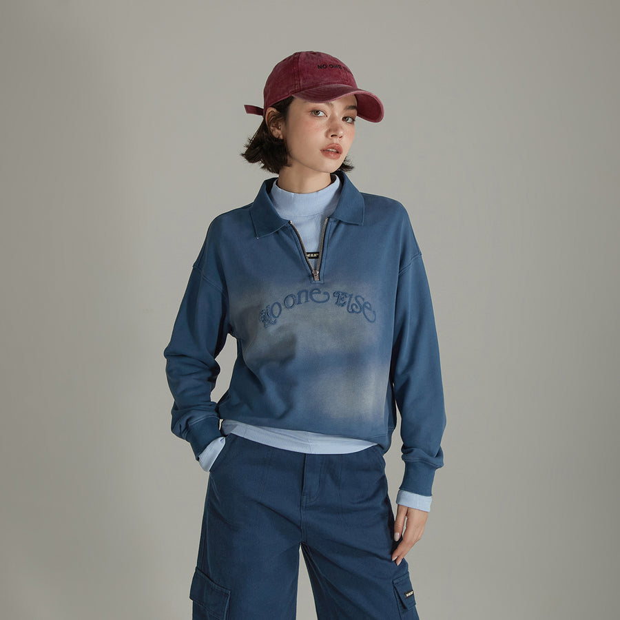 CHUU Logo Half Zip Up Sweatshirt