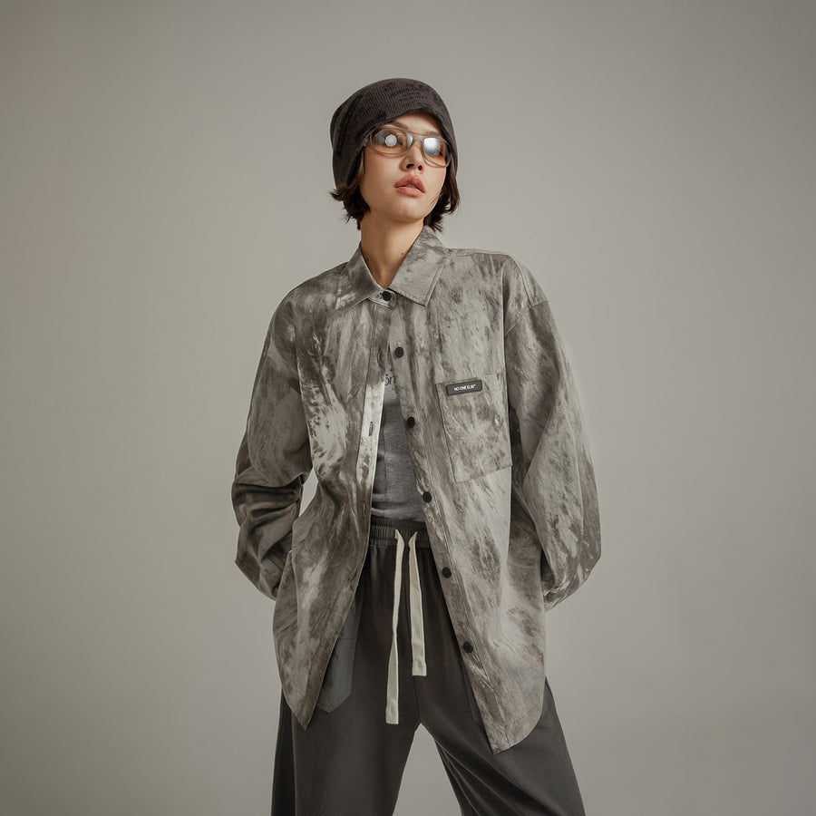 CHUU Grayscale Printed Loose Fit Shirt