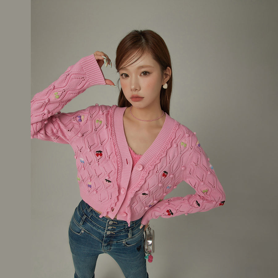 CHUU Cherry Knit Color Cardigan